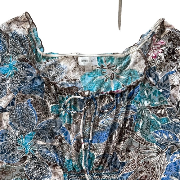 NWT Avenue Top Womens 18 Plus Sheer Floral Peasant Blouse Whimsical Fairy - Picture 4 of 10